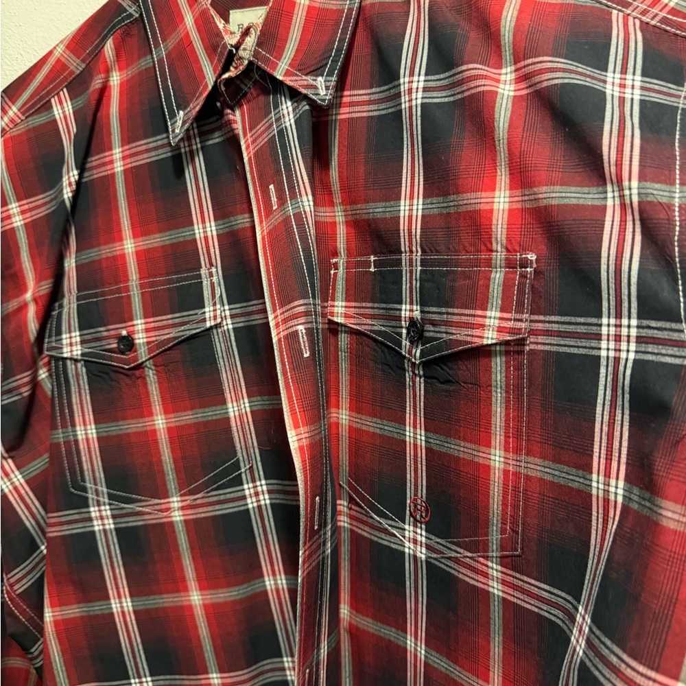Roper Red and Black Plaid Western Button-Down Shirt